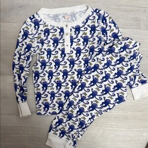 Roller Rabbit White and Blue Monkey Pajama Set